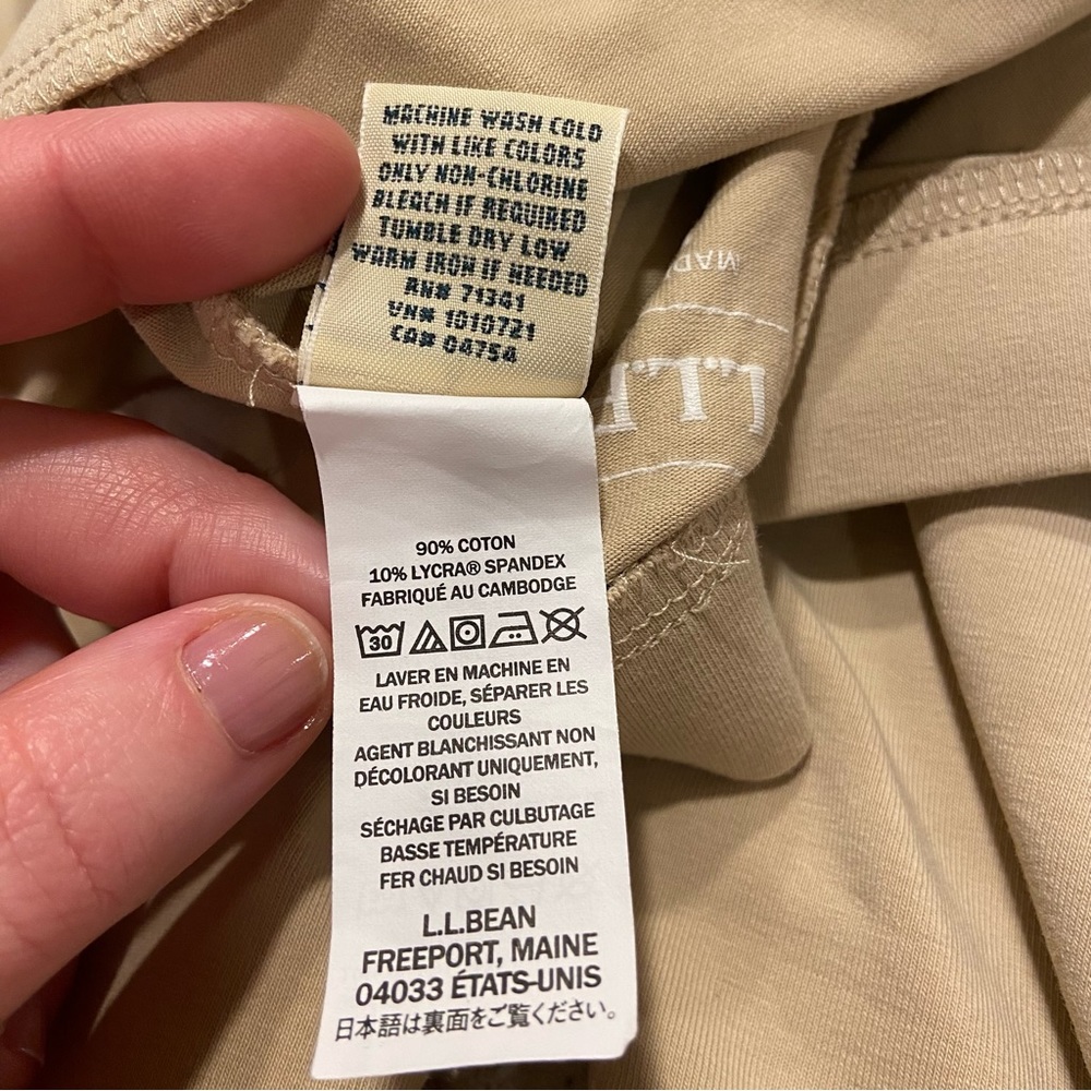 L.L. Bean tan Leggings Women’s Size Medium Cotton Pockets Wide Leg - Picture 4 of 7